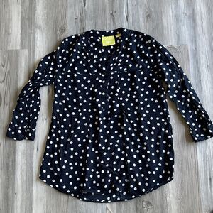Anthropologie Maeve 3/4 Sleeve Polka Dot Rayon Blouse W Layered Bottom Size XS